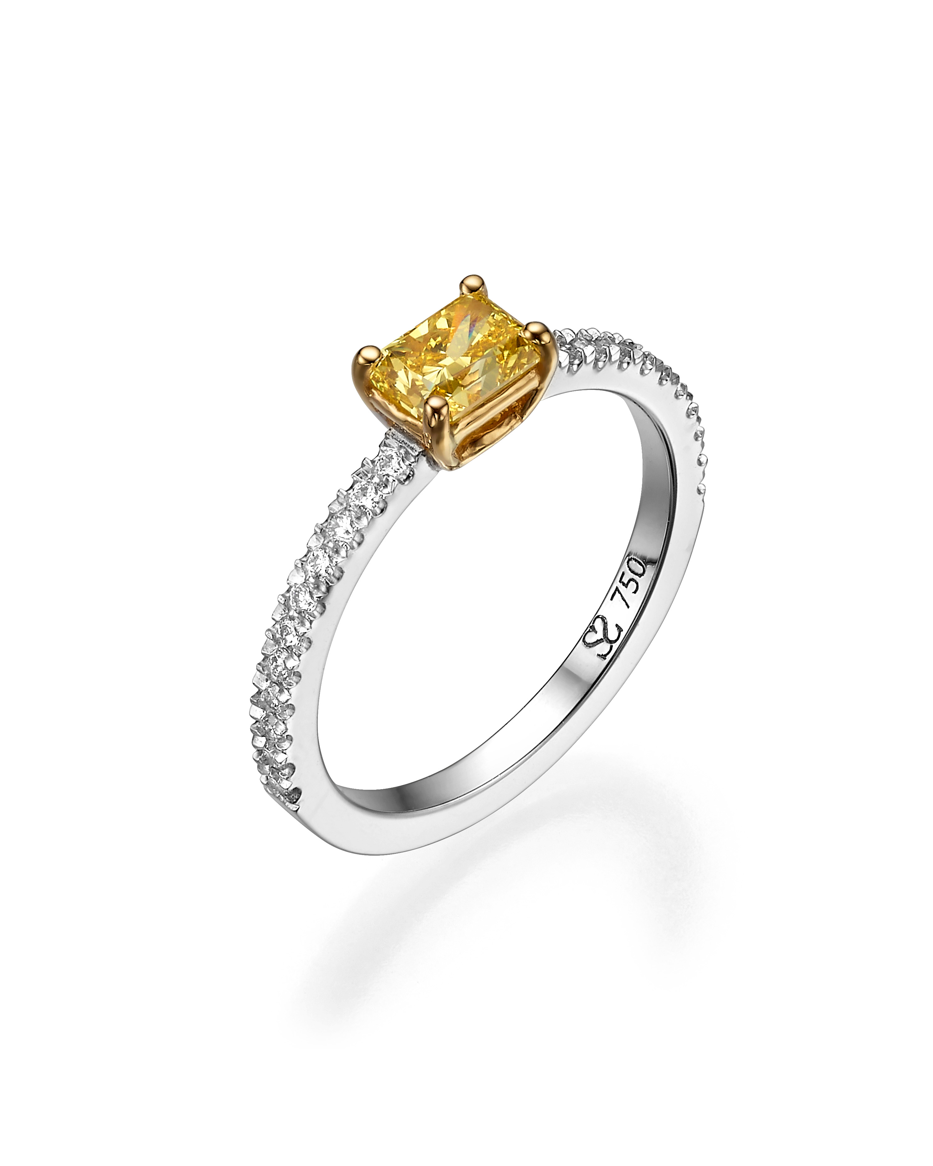טבעת זרת Fancy Vivid Yellow Diamond