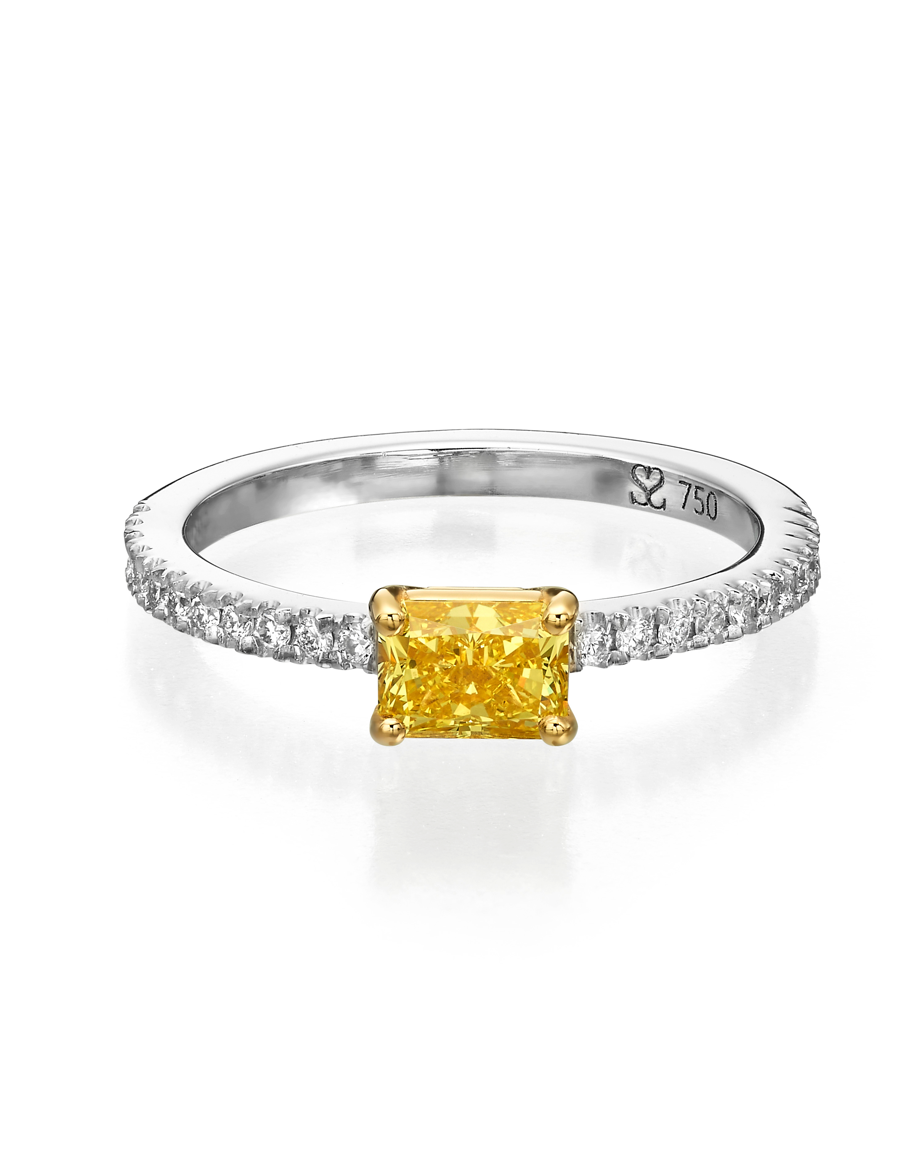 טבעת זרת Fancy Vivid Yellow Diamond