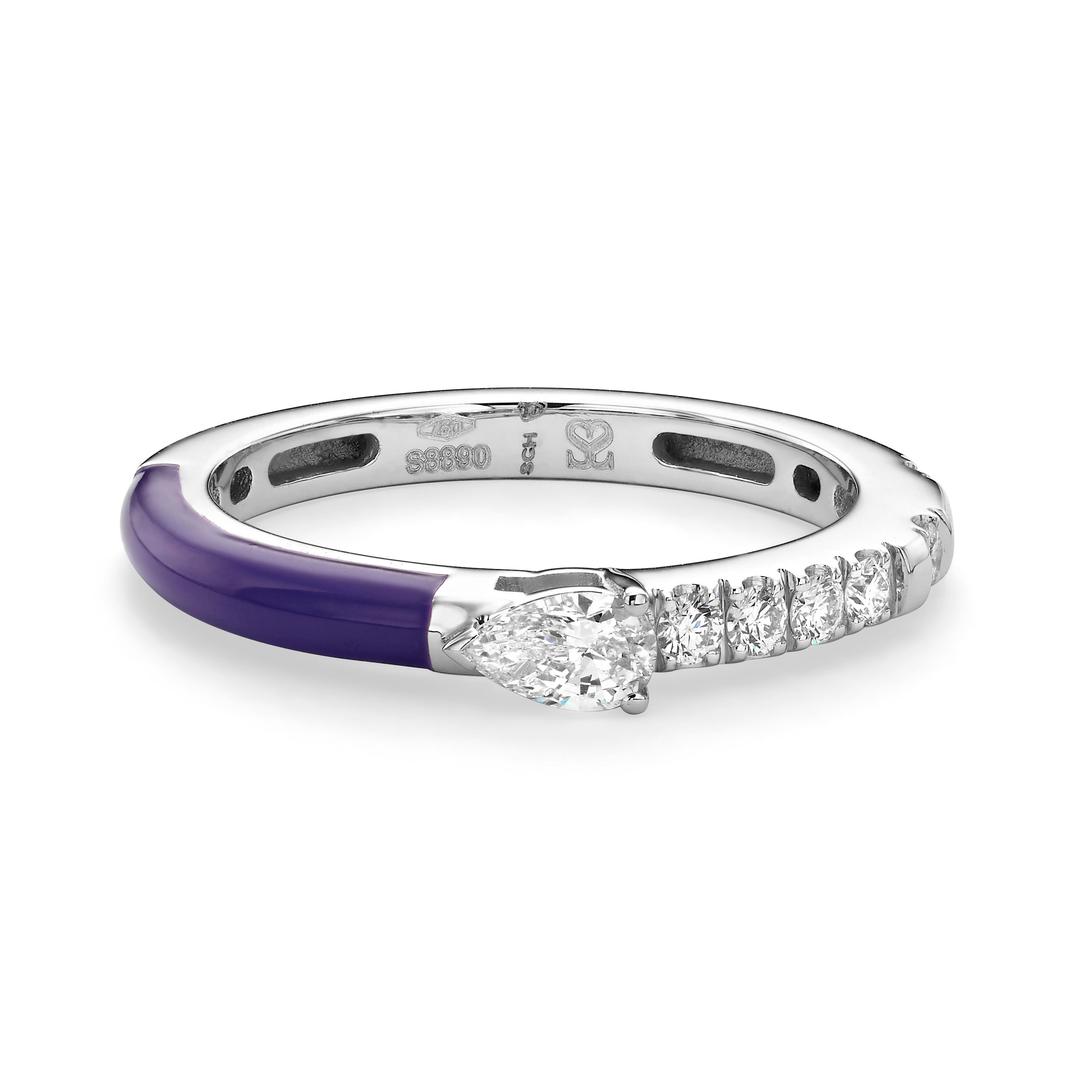 Rainbow Purple טבעת אמייל ויהלום