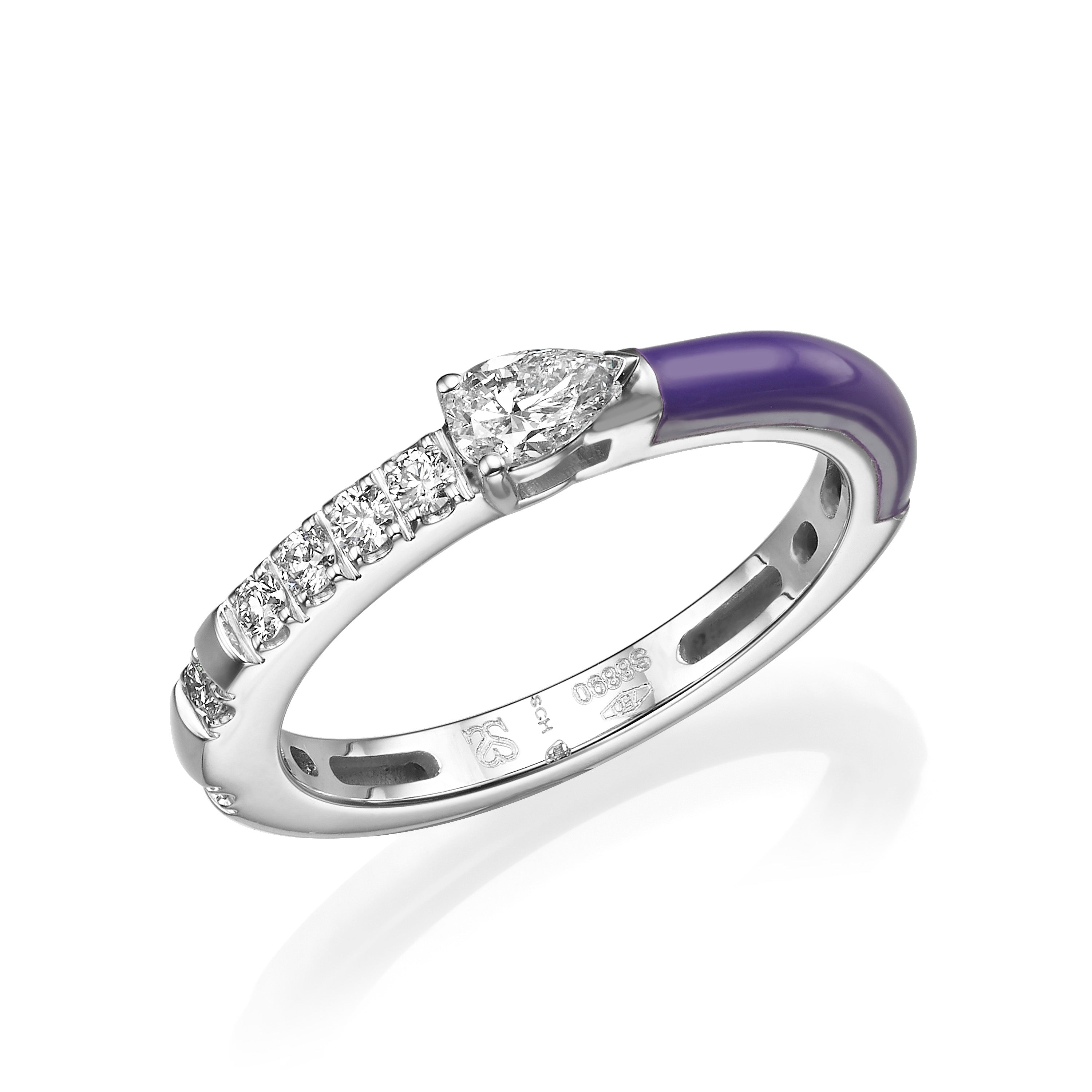 Rainbow Purple טבעת אמייל ויהלום