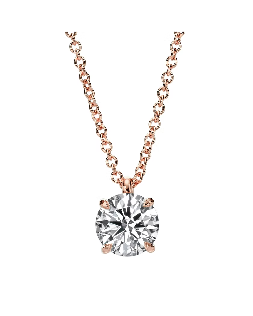 Classic Round Diamond Pendant in rose gold, front view