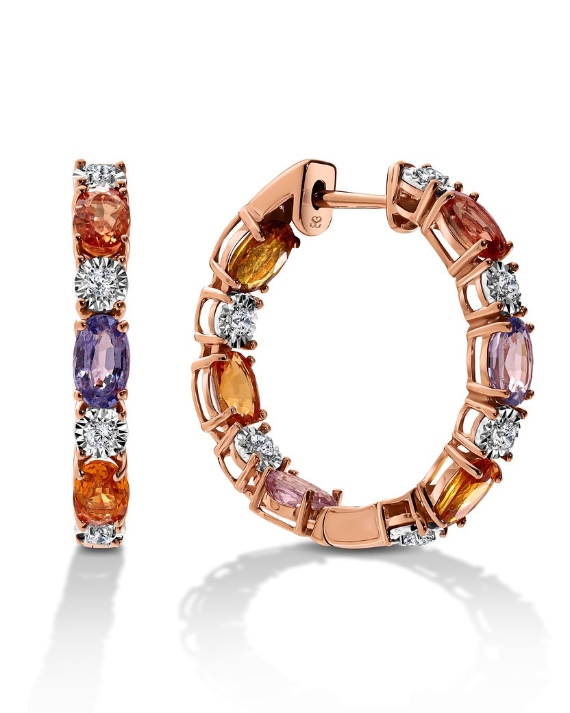 Rainbow Diamond and Sapphire Earrings