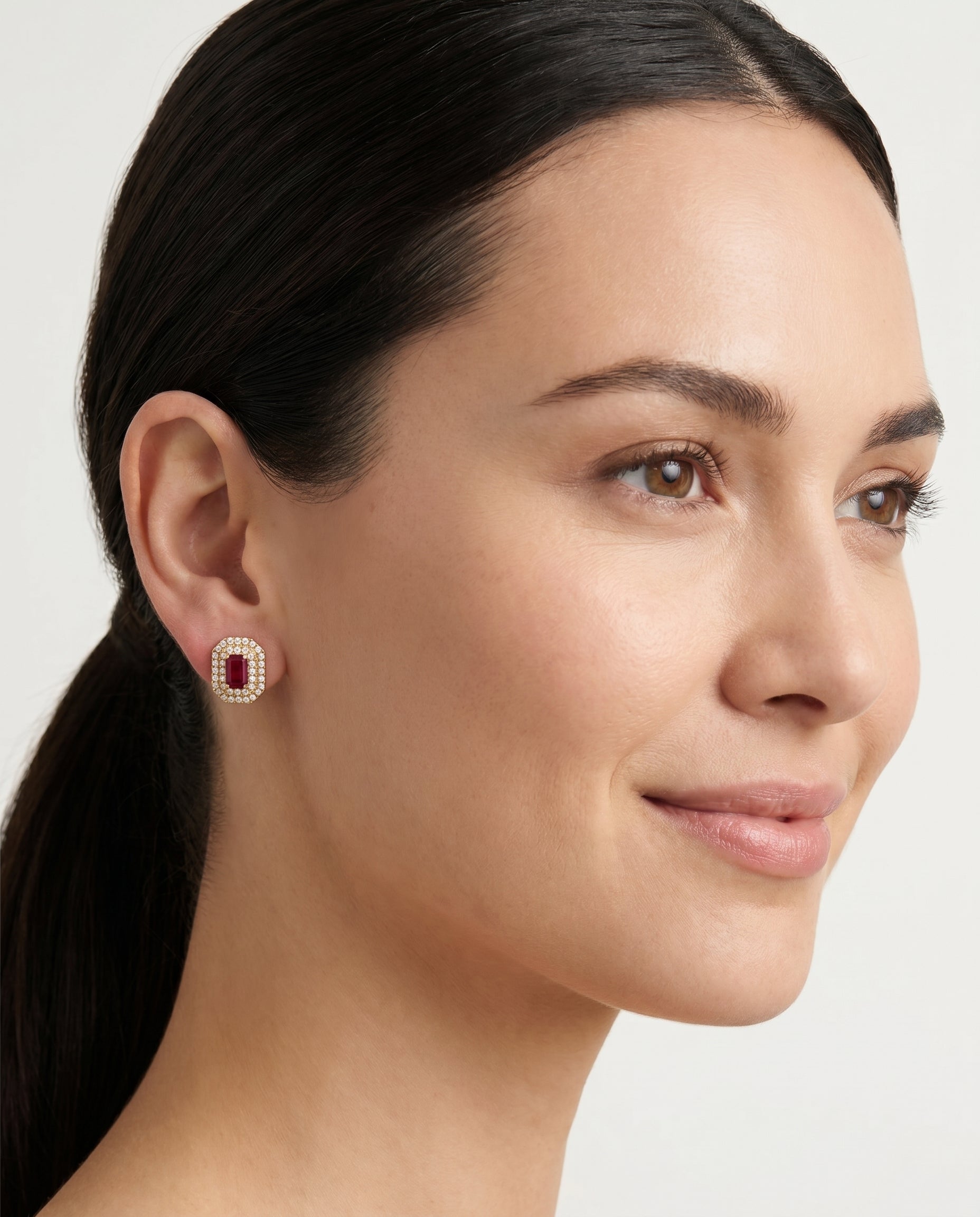 Rainbow Fraise Earrings Rubies & Diamonds