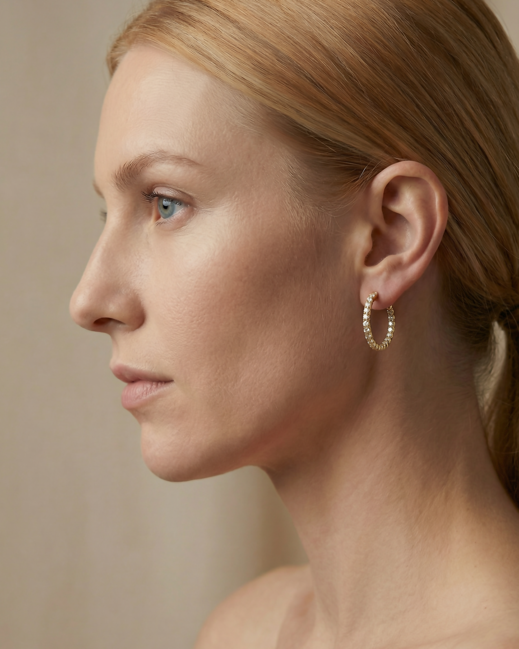 עגילי Classic Hoop Diamond & Gold