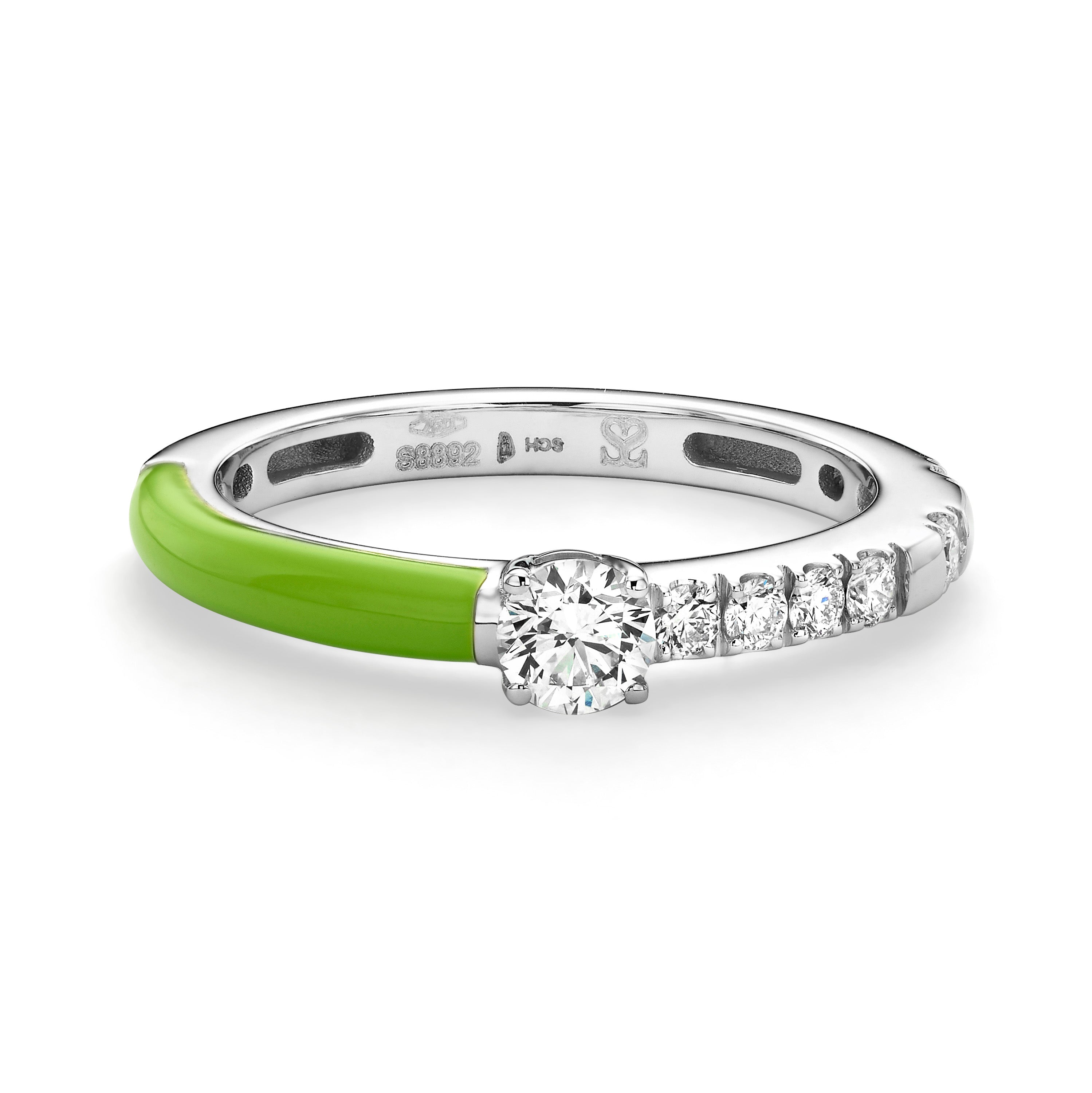 Rainbow Green טבעת אמייל ויהלום