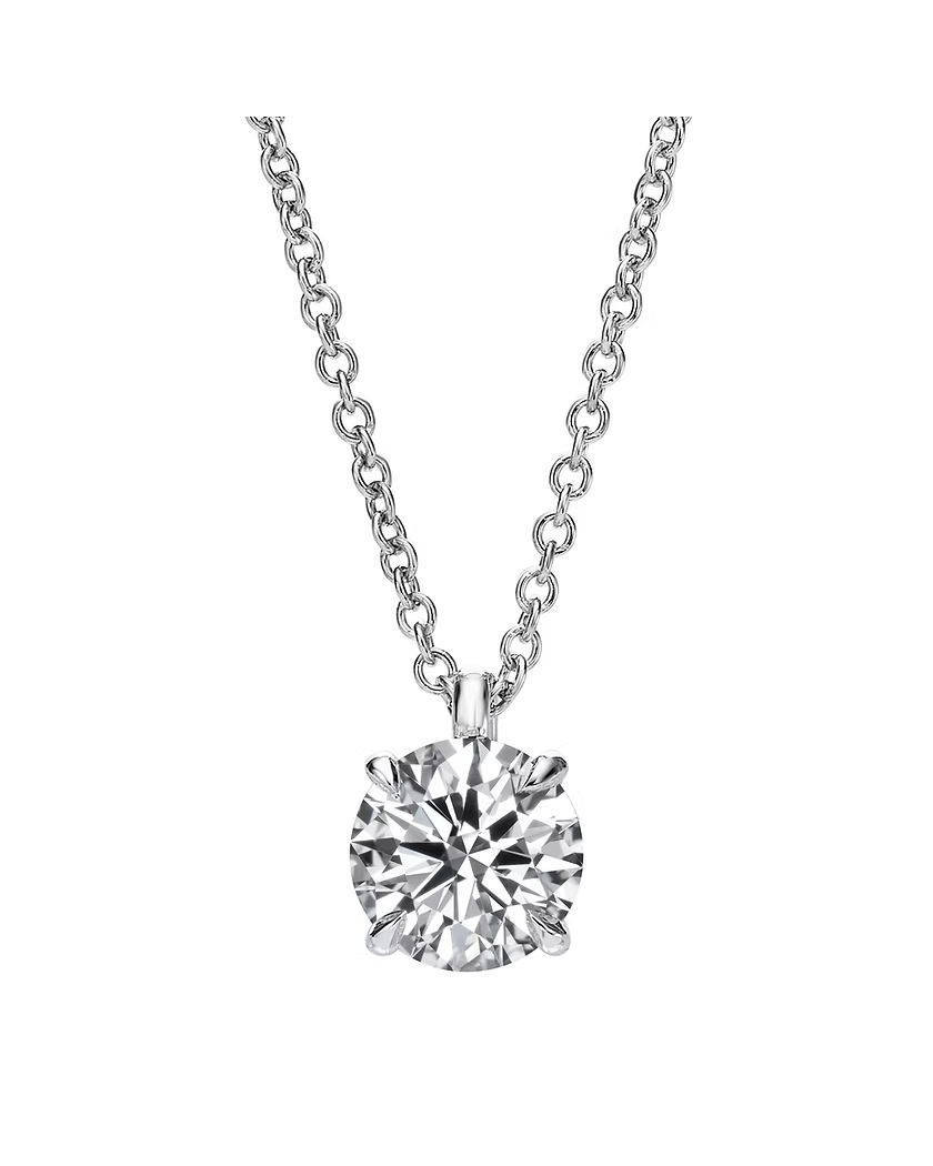 Classic Round Diamond Pendant in white gold, front view