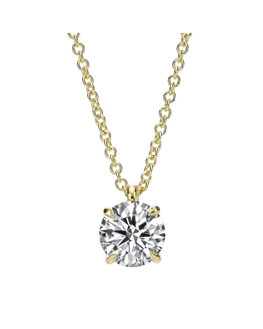 Classic Round Diamond Pendant in yellow gold, front view