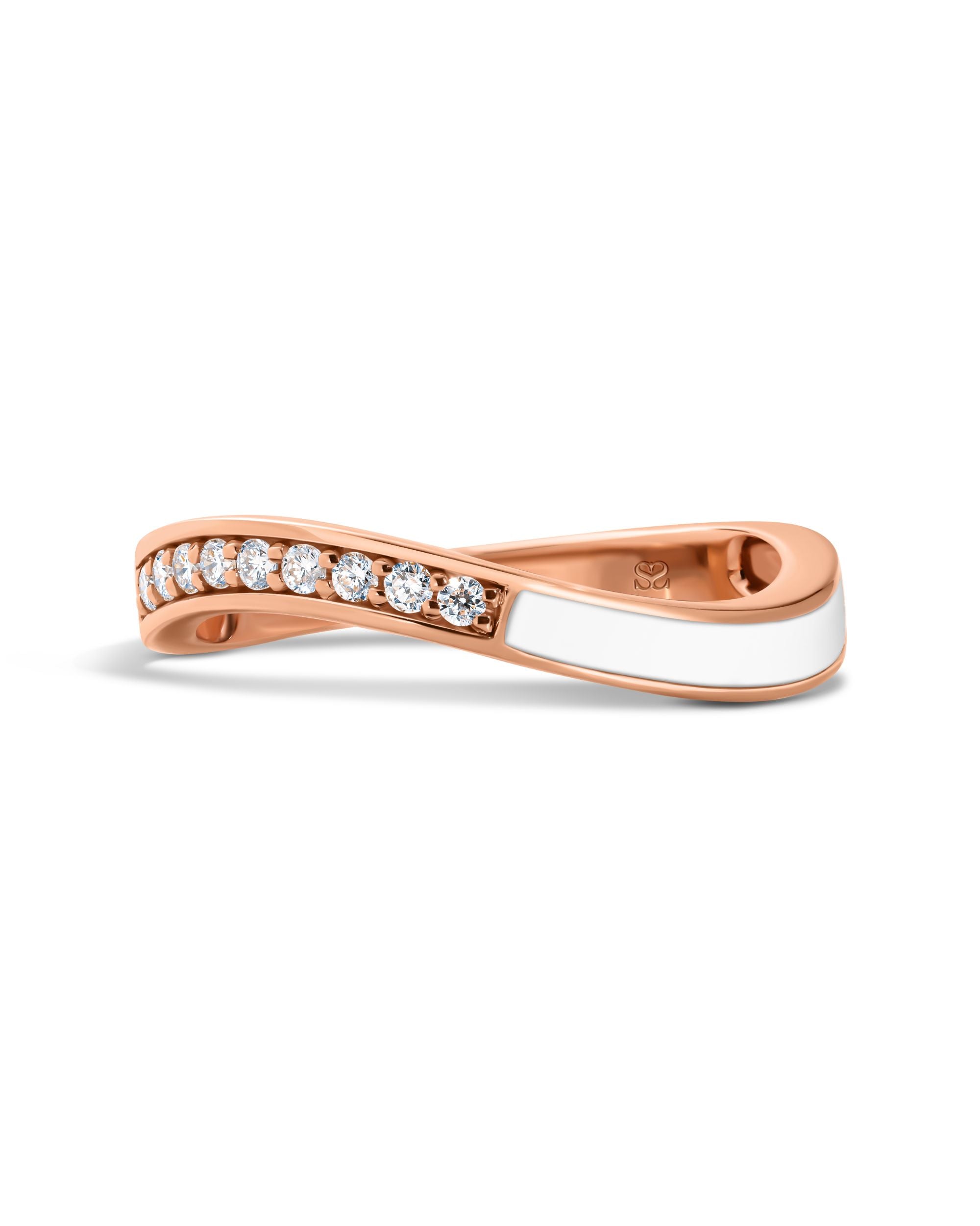 Rainbow Flow White Enamel Ring