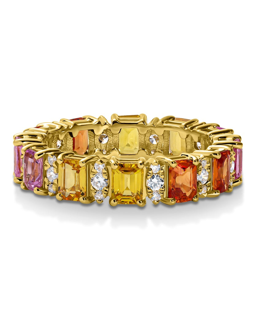 Rainbow Sapphire and diamond Ring