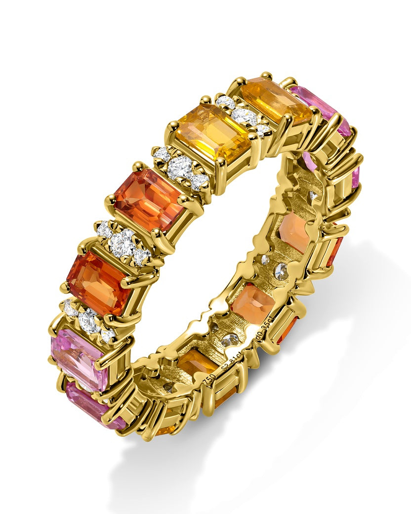 Rainbow Sapphire and diamond Ring