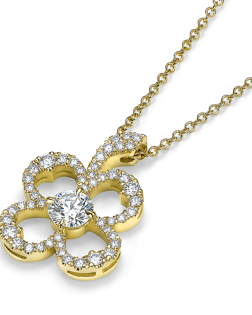 תליון Signature Clover בזהב צהוב — יהלומים טבעיים עגולים 0.30 קראט