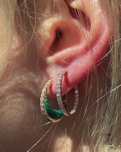 Muse GreenMoon diamond earrings worn on model